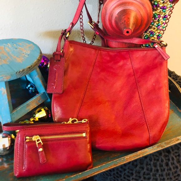 FOSSIL EUC Maroon Expandable Purse & Wallet - Picture 1 of 8